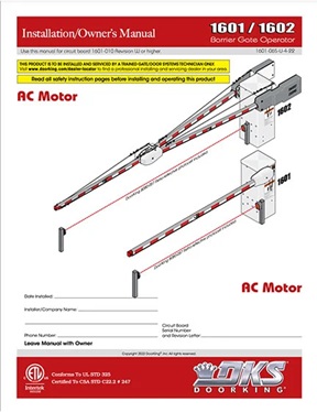 Doorking 1601 installation Manual