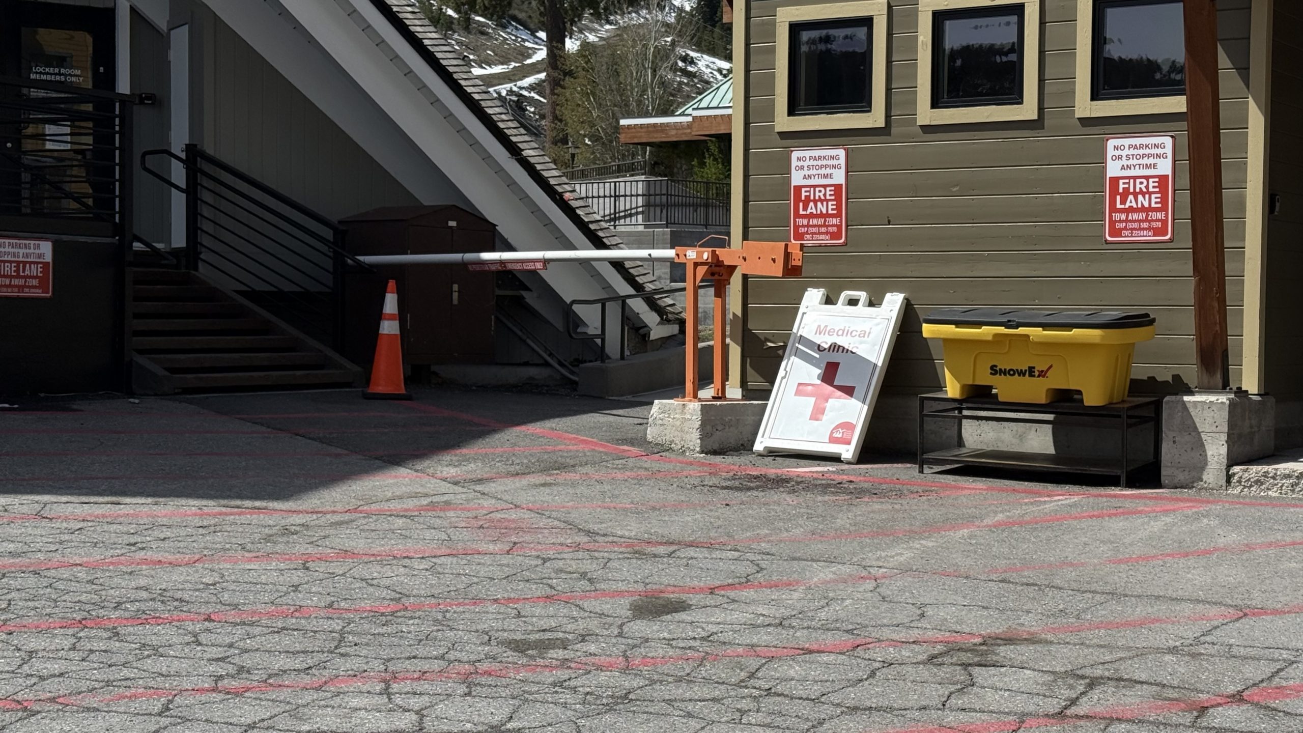 MB832 manual barrier gate installed at the medical clinic entrance Squaw Valley Palisades Tahoe Ski Resort