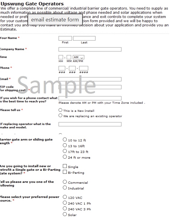 faac B680H barrier gate form sample